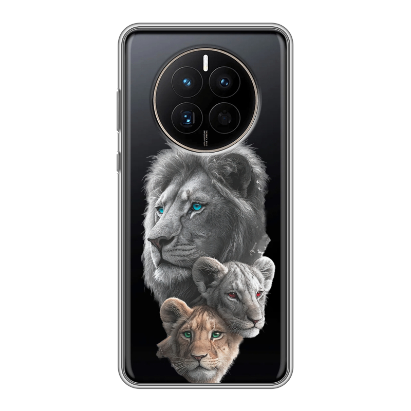 Силиконовый чехол на Huawei Mate 50 с принтом Львы Силиконовый чехол на Huawei Mate 50 с принтом Львы