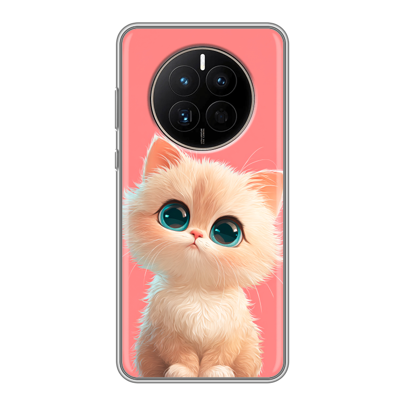 Силиконовый чехол на Huawei Mate 50 с принтом Розовый котенок Силиконовый чехол на Huawei Mate 50 с принтом Розовый котенок