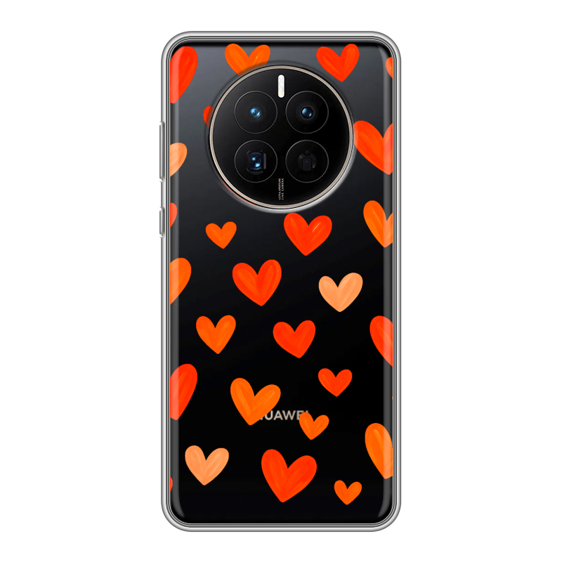 Силиконовый противоударный чехол на Huawei Mate 50 с принтом Сердечки Силиконовый противоударный чехол на Huawei Mate 50 с принтом Сердечки