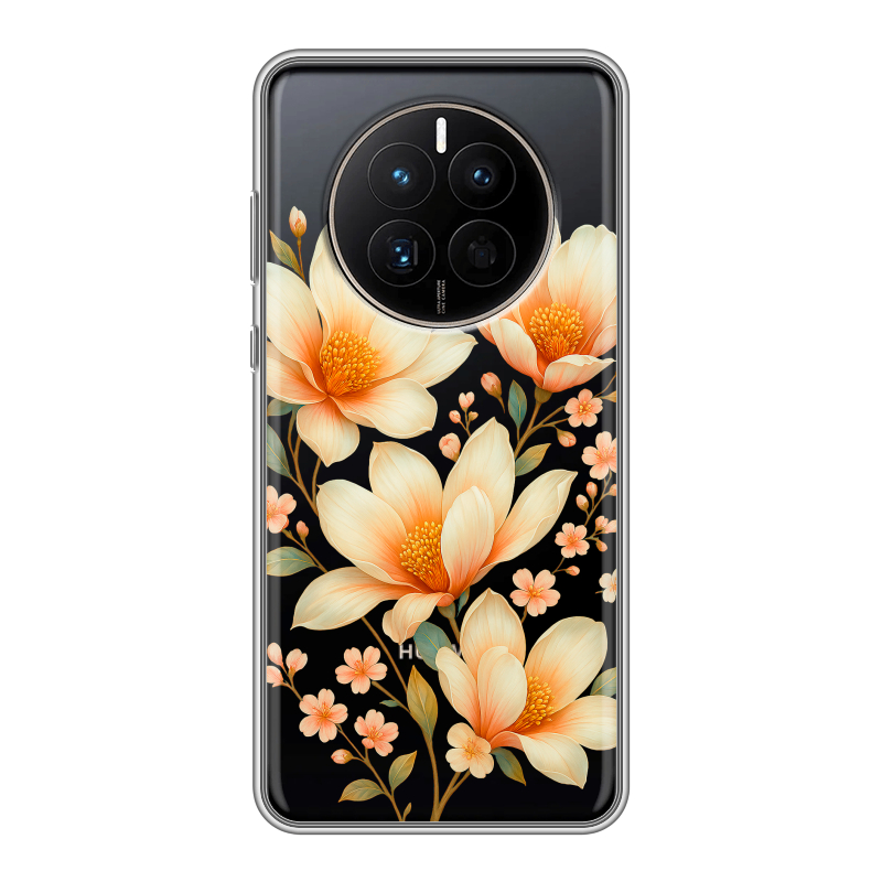 Силиконовый противоударный чехол на Huawei Mate 50 с принтом Цветы Силиконовый противоударный чехол на Huawei Mate 50 с принтом Цветы