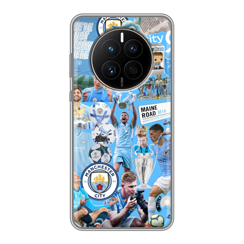 Силиконовый противоударный чехол на Huawei Mate 50 с принтом Man City Манчестер Сити Силиконовый противоударный чехол на Huawei Mate 50 с принтом Man City Манчестер Сити