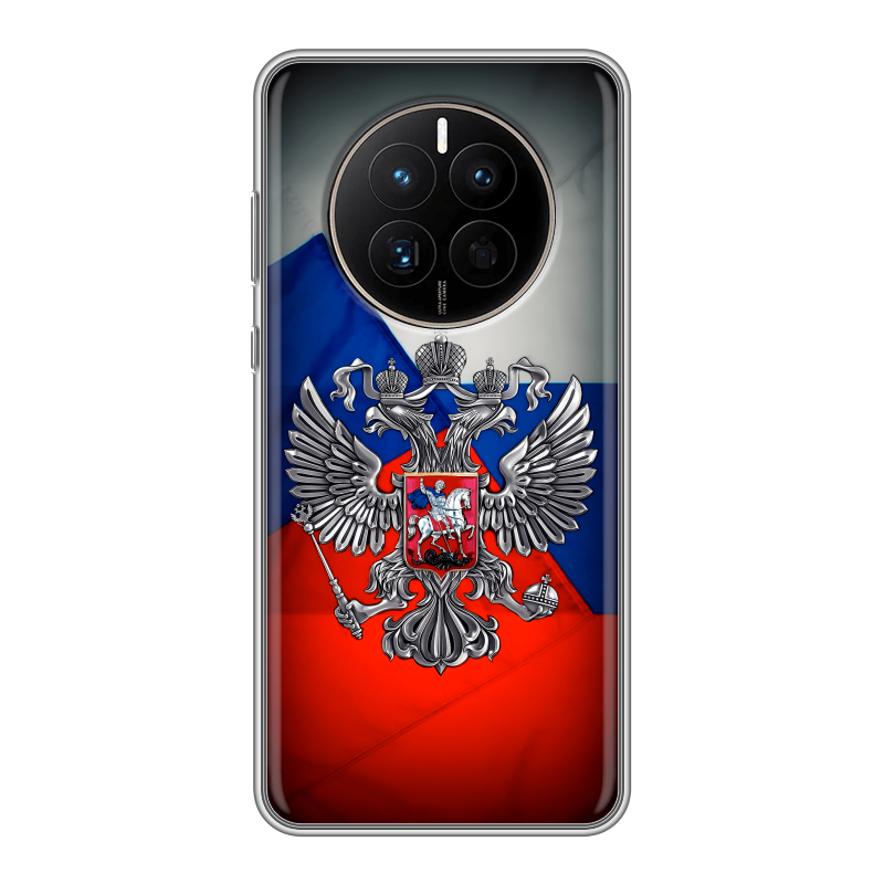 Силиконовый противоударный чехол на Huawei Mate 50 с принтом Флаг России Силиконовый противоударный чехол на Huawei Mate 50 с принтом Флаг России