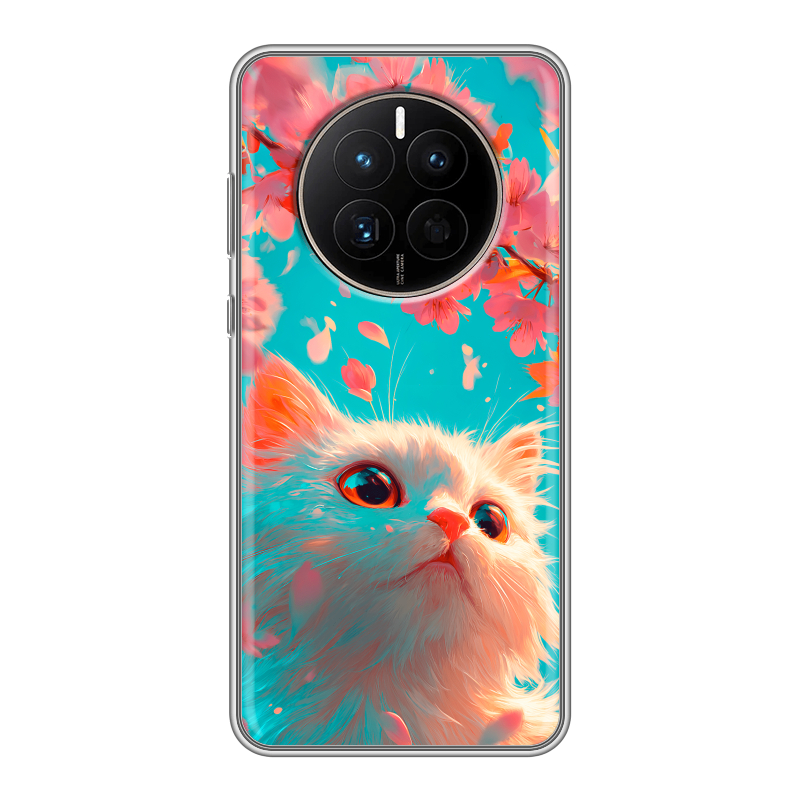 Силиконовый чехол на Huawei Mate 50 с принтом Красивый кот Силиконовый чехол на Huawei Mate 50 с принтом Красивый кот