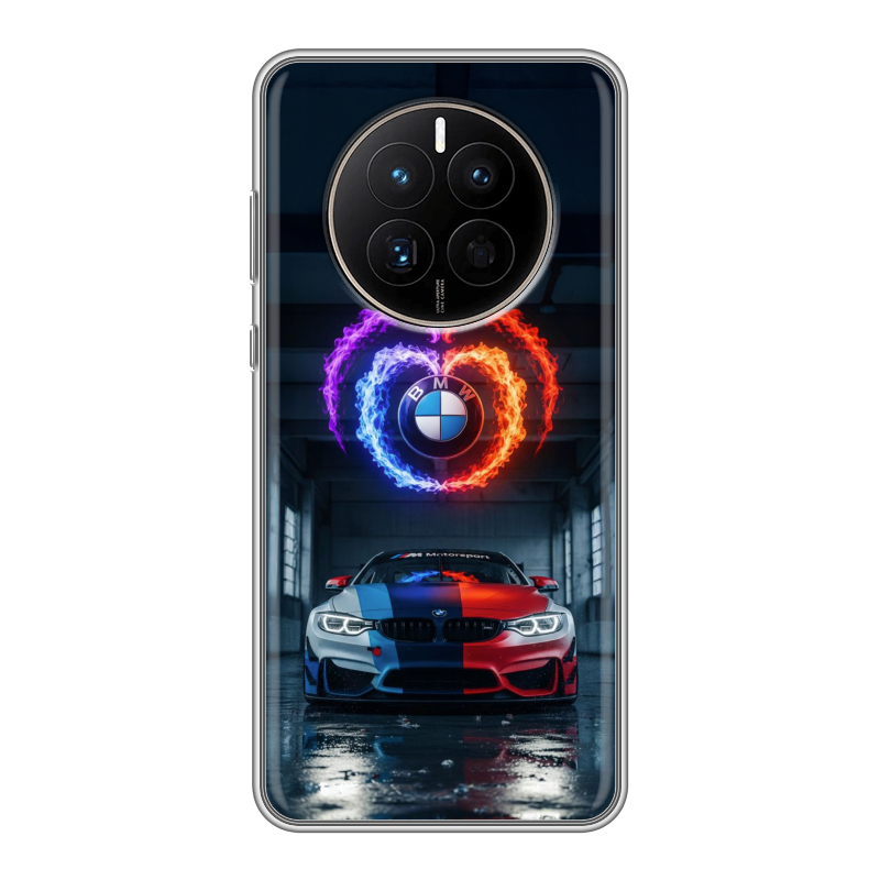 Силиконовый чехол на Huawei Mate 50 с принтом BMW БМВ Силиконовый чехол на Huawei Mate 50 с принтом BMW БМВ