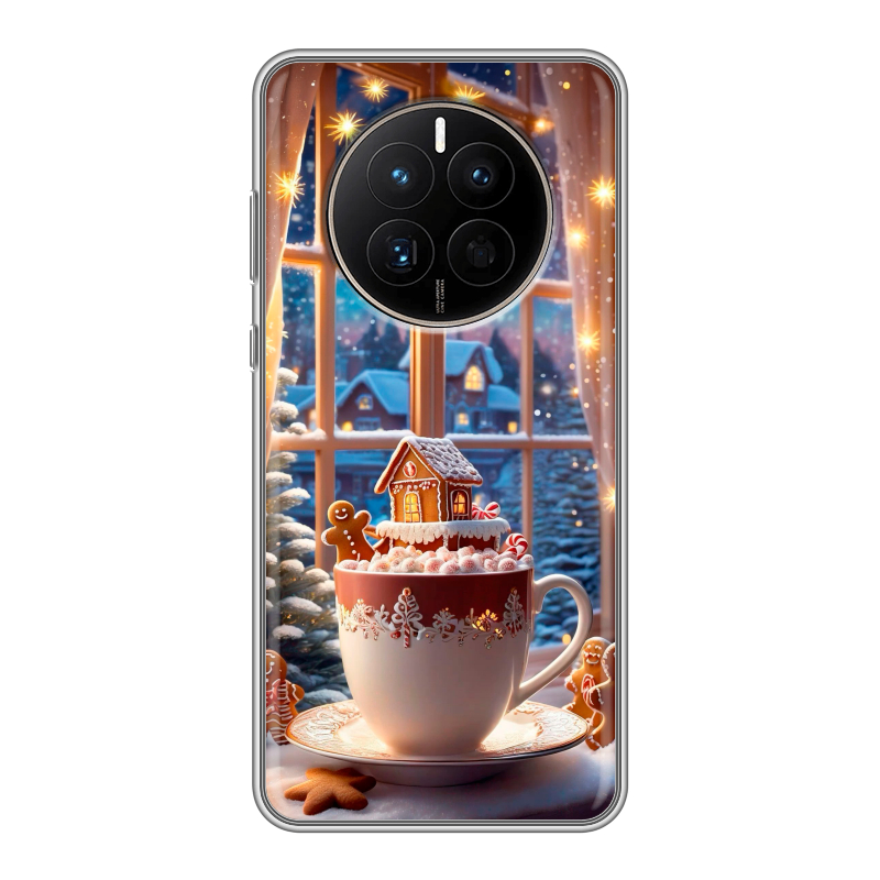 Силиконовый противоударный чехол на Huawei Mate 50 с принтом Новый год Силиконовый противоударный чехол на Huawei Mate 50 с принтом Новый год