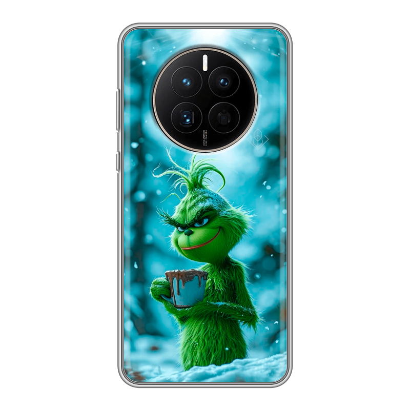 Силиконовый противоударный чехол на Huawei Mate 50 с принтом Новый год гринч Силиконовый противоударный чехол на Huawei Mate 50 с принтом Новый год гринч