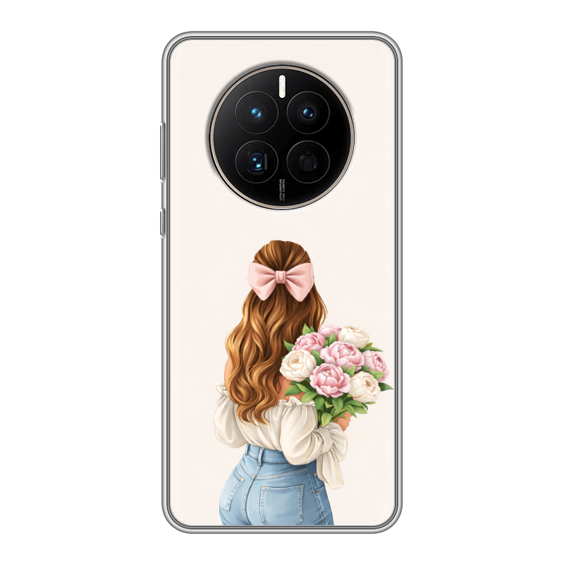 Силиконовый противоударный чехол на Huawei Mate 50 с принтом женский Силиконовый противоударный чехол на Huawei Mate 50 с принтом женский