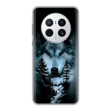Силиконовый чехол на Huawei Mate 50 Pro с принтом Лесной волк