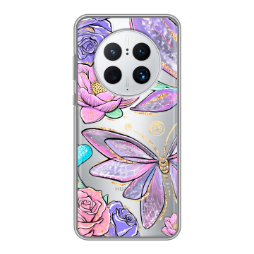 Силиконовый чехол на Huawei Mate 50 Pro с принтом Бабочки и цветы Силиконовый чехол на Huawei Mate 50 Pro с принтом Бабочки и цветы