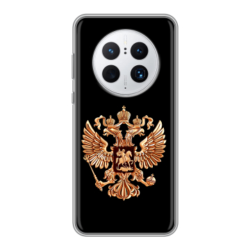 Силиконовый чехол на Huawei Mate 50 Pro с принтом Герб России золотой