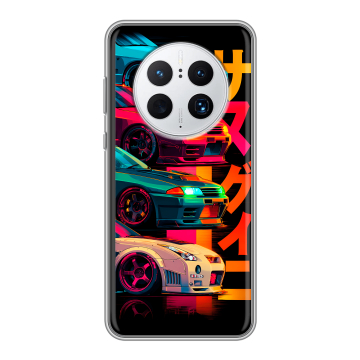 Силиконовый чехол на Huawei Mate 50 Pro с принтом Гоночные машины