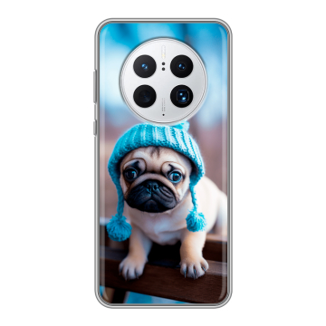 Силиконовый чехол на Huawei Mate 50 Pro с принтом Мопс в шапке Силиконовый чехол на Huawei Mate 50 Pro с принтом Мопс в шапке