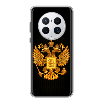 Силиконовый чехол на Huawei Mate 50 Pro с принтом Герб России желтый