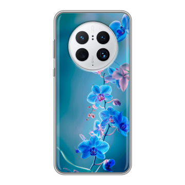 Силиконовый чехол на Huawei Mate 50 Pro с принтом Голубые цветы Силиконовый чехол на Huawei Mate 50 Pro с принтом Голубые цветы