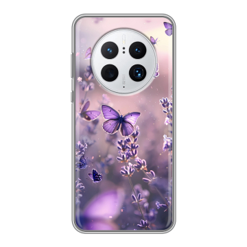 Силиконовый чехол на Huawei Mate 50 Pro с принтом бабочки и лаванда