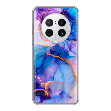 Силиконовый чехол на Huawei Mate 50 Pro с принтом синий мрамор Силиконовый чехол на Huawei Mate 50 Pro с принтом синий мрамор