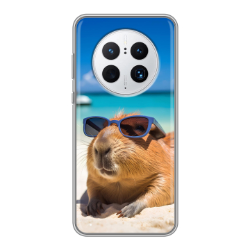 Силиконовый чехол на Huawei Mate 50 Pro с принтом Капибара