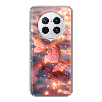 Силиконовый чехол на Huawei Mate 50 Pro с принтом бабочки розовые