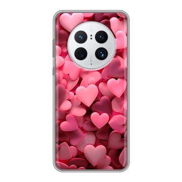 Силиконовый чехол на Huawei Mate 50 Pro с принтом розовые сердечки Силиконовый чехол на Huawei Mate 50 Pro с принтом розовые сердечки