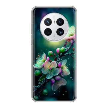 Силиконовый чехол на Huawei Mate 50 Pro с принтом Цветы и мрамор Силиконовый чехол на Huawei Mate 50 Pro с принтом Цветы и мрамор