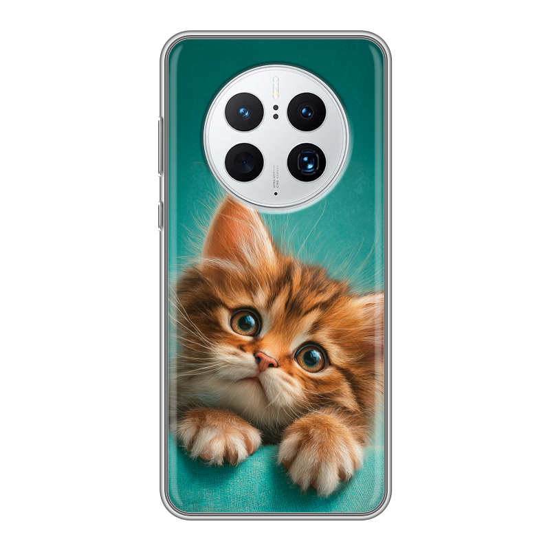 Силиконовый противоударный чехол на Huawei Mate 50 Pro с принтом котенок Силиконовый противоударный чехол на Huawei Mate 50 Pro с принтом котенок