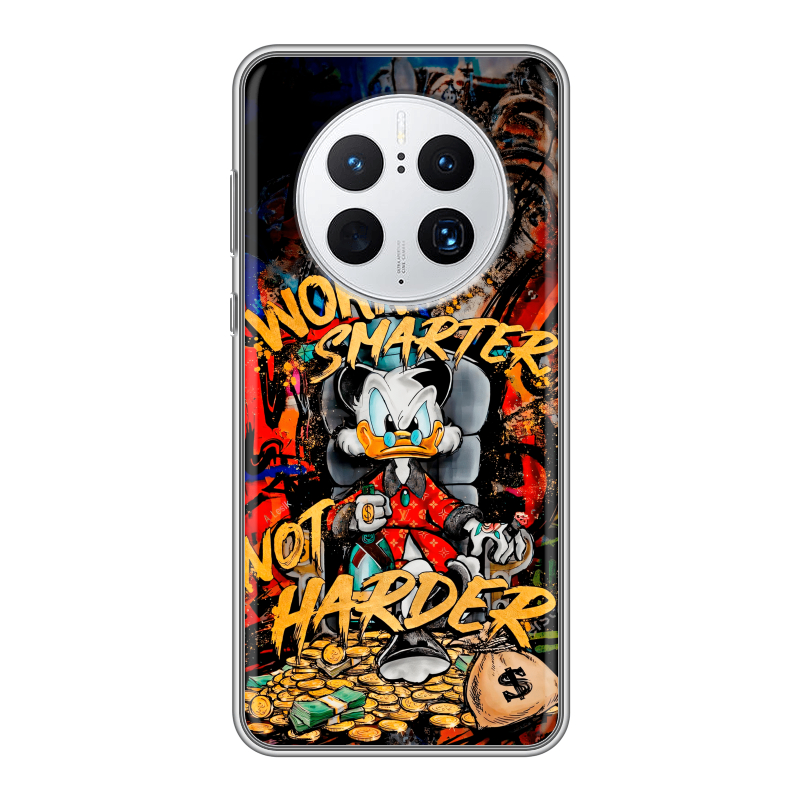 Силиконовый противоударный чехол на Huawei Mate 50 Pro с принтом Дональд Дак Деньги Силиконовый противоударный чехол на Huawei Mate 50 Pro с принтом Дональд Дак Деньги