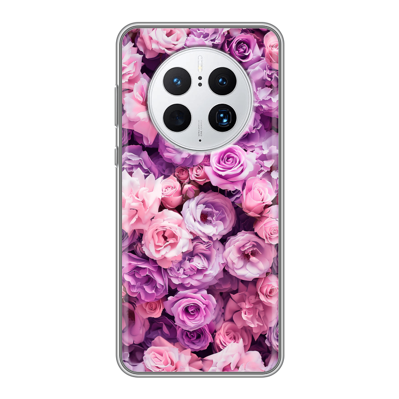 Силиконовый чехол на Huawei Mate 50 Pro с принтом лавандовые розы Силиконовый чехол на Huawei Mate 50 Pro с принтом лавандовые розы