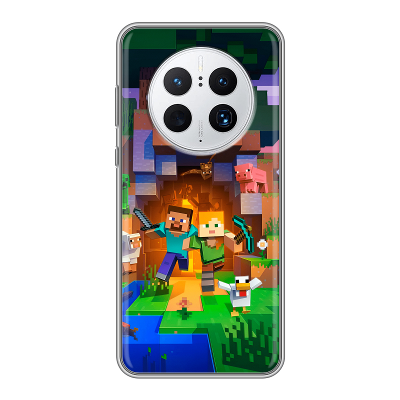 Силиконовый противоударный чехол на Huawei Mate 50 Pro с принтом Майнкрафт Minecraft Силиконовый противоударный чехол на Huawei Mate 50 Pro с принтом Майнкрафт Minecraft