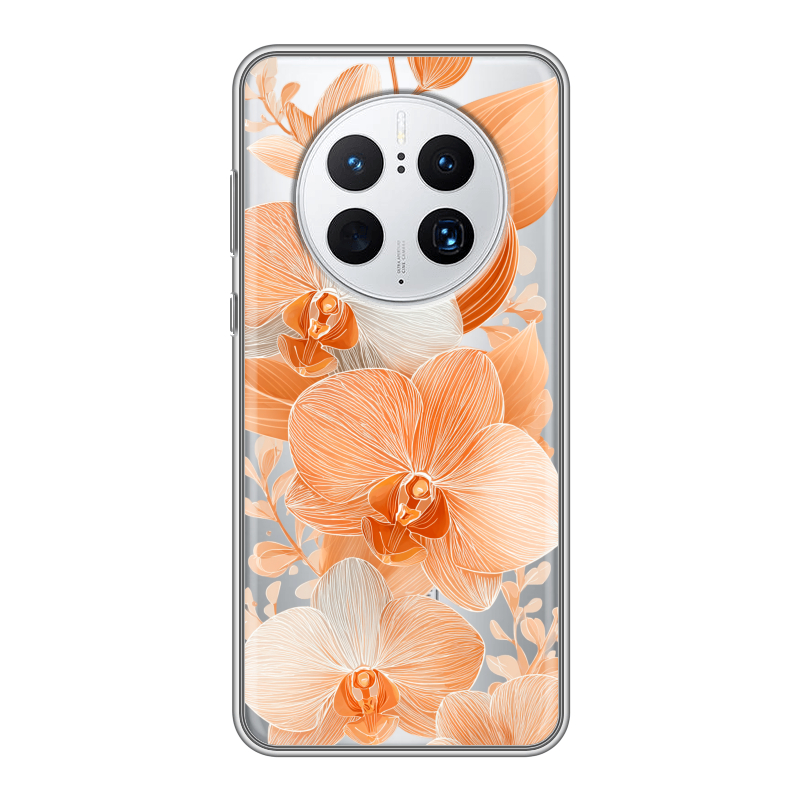 Силиконовый чехол на Huawei Mate 50 Pro с принтом Бежевые цветы Силиконовый чехол на Huawei Mate 50 Pro с принтом Бежевые цветы
