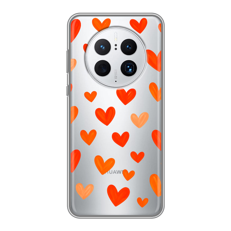 Силиконовый противоударный чехол на Huawei Mate 50 Pro с принтом Сердечки Силиконовый противоударный чехол на Huawei Mate 50 Pro с принтом Сердечки