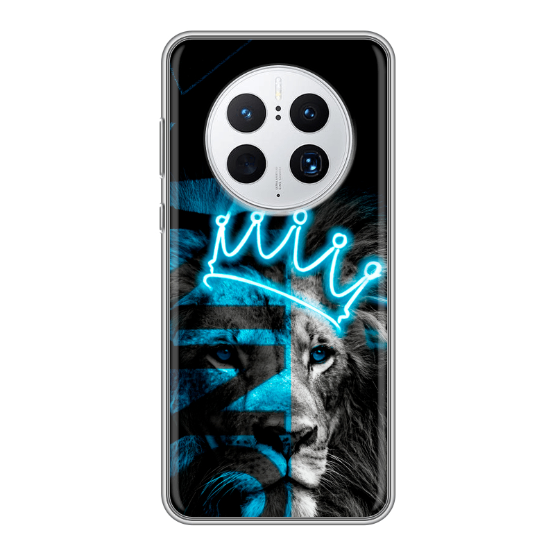 Силиконовый противоударный чехол на Huawei Mate 50 Pro с принтом Король лев Силиконовый противоударный чехол на Huawei Mate 50 Pro с принтом Король лев