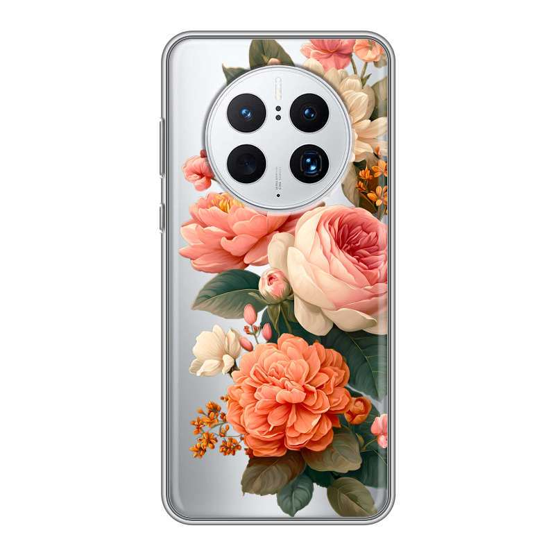 Силиконовый противоударный чехол на Huawei Mate 50 Pro с принтом цветы Силиконовый противоударный чехол на Huawei Mate 50 Pro с принтом цветы
