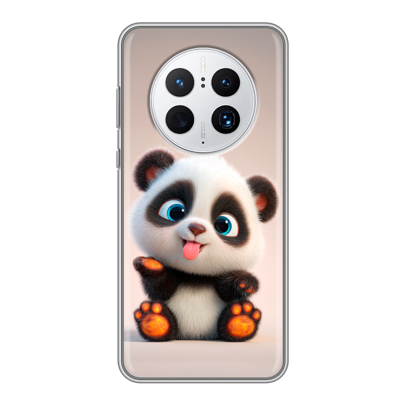 Силиконовый чехол на Huawei Mate 50 Pro с принтом милая панда Силиконовый чехол на Huawei Mate 50 Pro с принтом милая панда