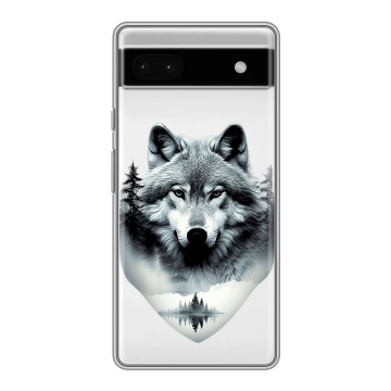 Силиконовый чехол на Google Pixel 6a с принтом Волк в лесу