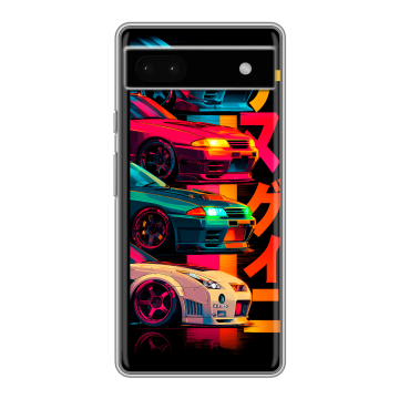 Силиконовый чехол на Google Pixel 6a с принтом Гоночные машины