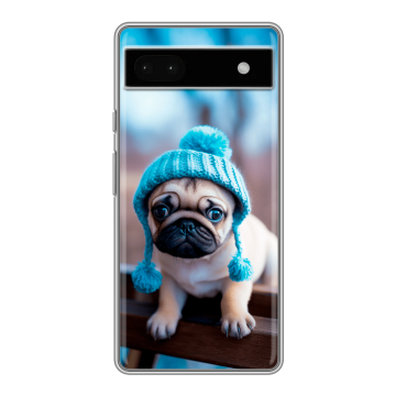 Силиконовый чехол на Google Pixel 6a с принтом Мопс в шапке