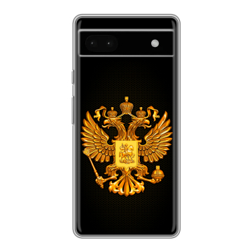 Силиконовый чехол на Google Pixel 6a с принтом Герб России желтый Силиконовый чехол на Google Pixel 6a с принтом Герб России желтый