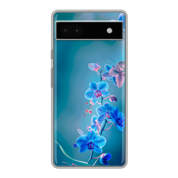 Силиконовый чехол на Google Pixel 6a с принтом Голубые цветы