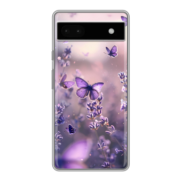 Силиконовый чехол на Google Pixel 6a с принтом бабочки и лаванда Силиконовый чехол на Google Pixel 6a с принтом бабочки и лаванда