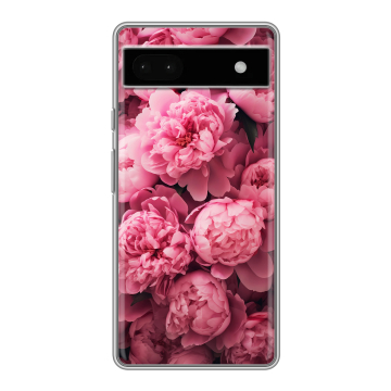 Силиконовый чехол на Google Pixel 6a с принтом цветы пионы
