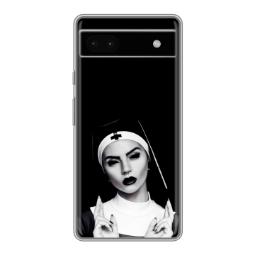 Силиконовый чехол на Google Pixel 6a с принтом монашка
