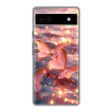 Силиконовый чехол на Google Pixel 6a с принтом бабочки розовые Силиконовый чехол на Google Pixel 6a с принтом бабочки розовые