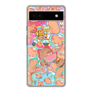 Силиконовый чехол на Google Pixel 6a с принтом капибары