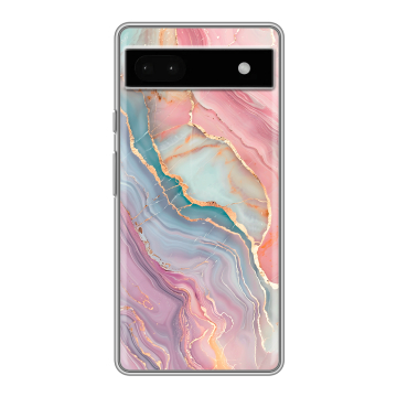 Силиконовый чехол на Google Pixel 6a с принтом розовый мрамор