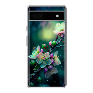 Силиконовый чехол на Google Pixel 6a с принтом Цветы и мрамор Силиконовый чехол на Google Pixel 6a с принтом Цветы и мрамор