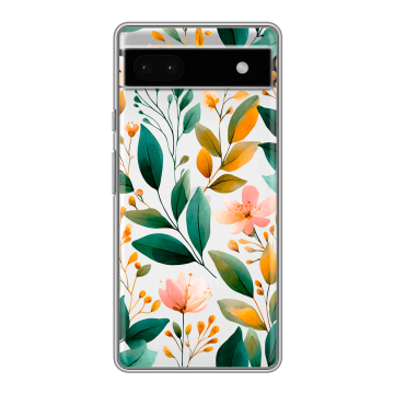Силиконовый чехол на Google Pixel 6a с принтом Цветы паттерн