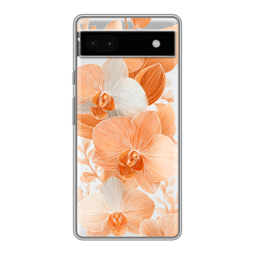 Силиконовый чехол на Google Pixel 6a с принтом Бежевые цветы