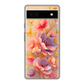 Силиконовый чехол на Google Pixel 6a с принтом Цветы и бабочки