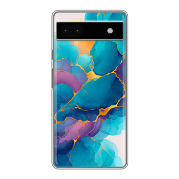 Силиконовый чехол на Google Pixel 6a с принтом Мрамор блестки