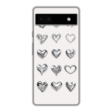 Силиконовый чехол на Google Pixel 6a с принтом Y2K сердечки